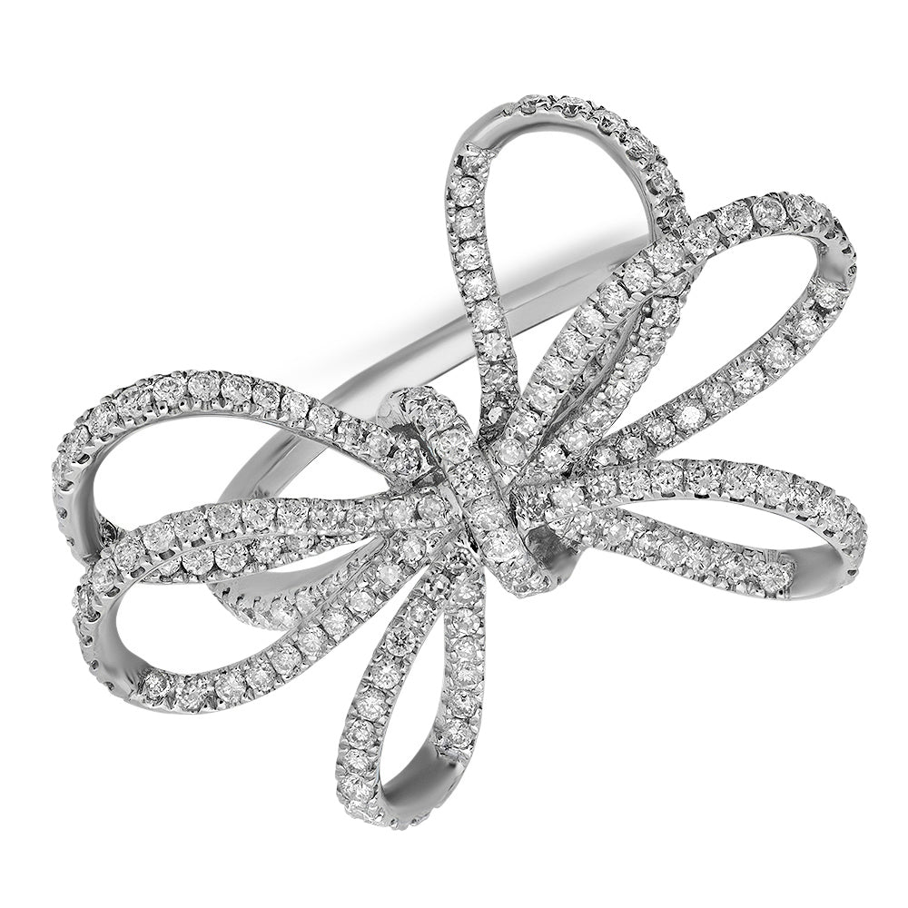 14k White Gold Polished AA Real Diamond Bow Ring – Goldia.com